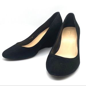 Kate Spade Wedge Shoes Black Suede 7.5